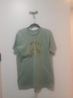 Men's Sage Green Peace Logo Short Sleeve Tee -